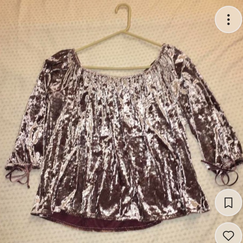 American Eagle Metallic Pink Crushed Velvet Top 🪩
